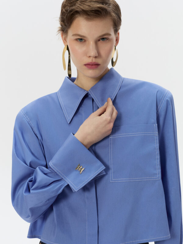 Koszula Blue Crop ze spinkami
